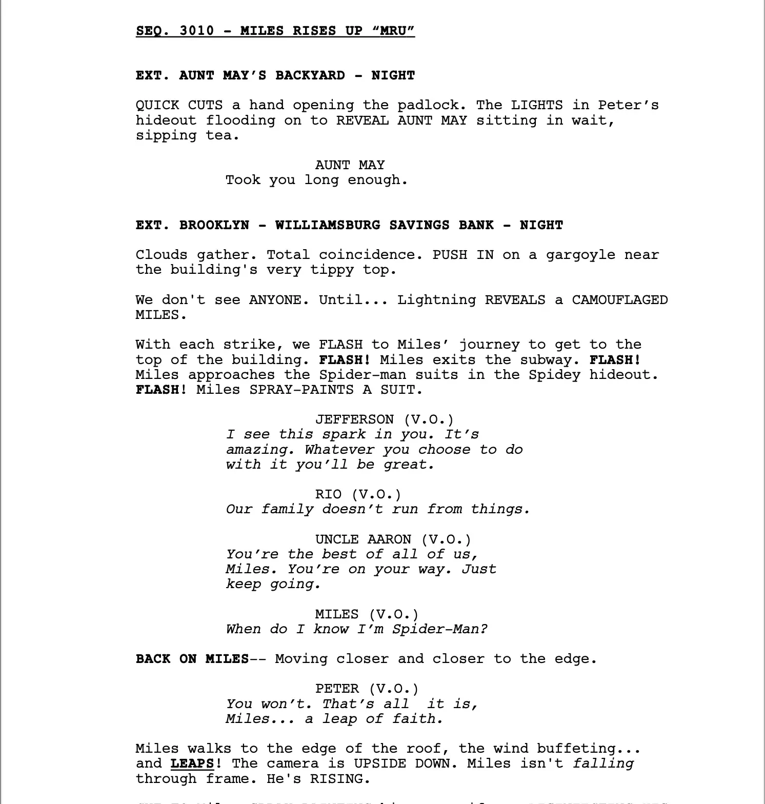 A screenplay page continuing a diner conversation.