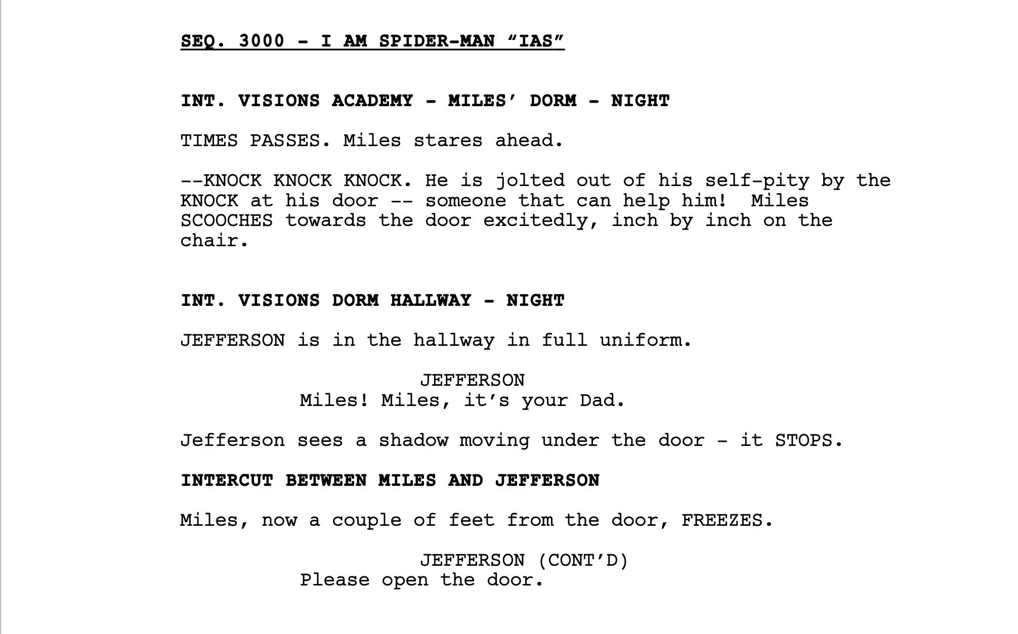 A screenplay page opening with a late-night diner scene.